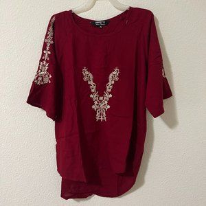 Mexican style maroon tunic-S